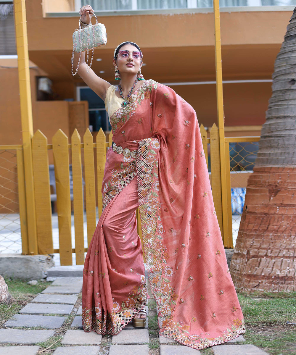 Delight Pink silk saree - PAHRAVA