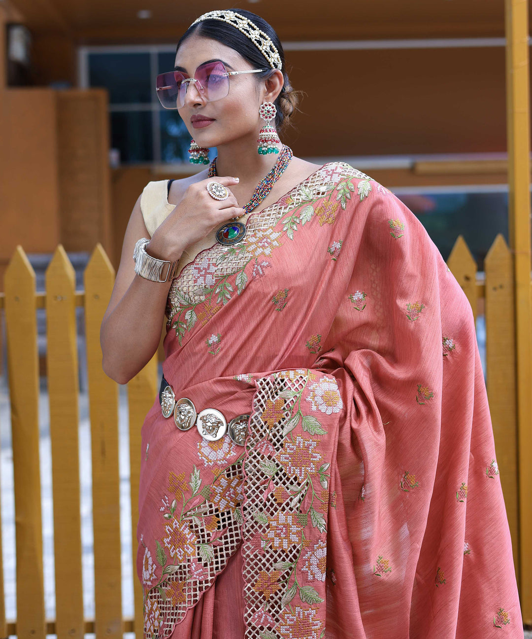 Delight Pink silk saree - PAHRAVA