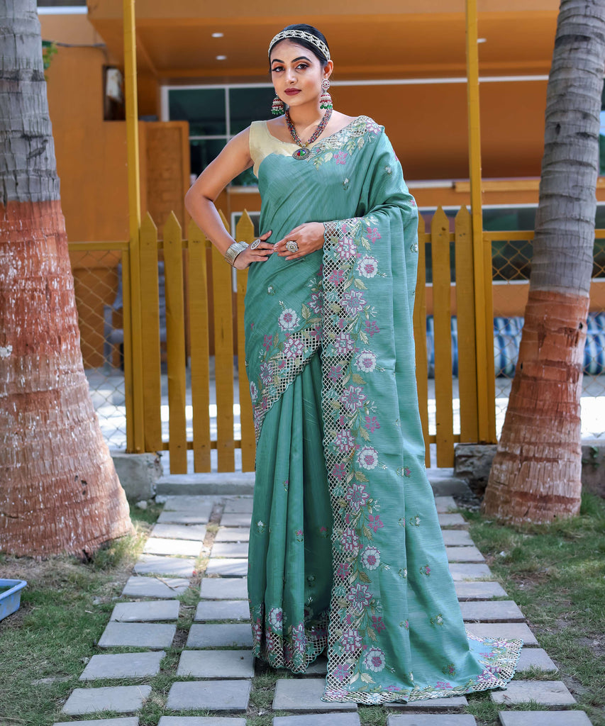 Sky Blue silk saree - PAHRAVA