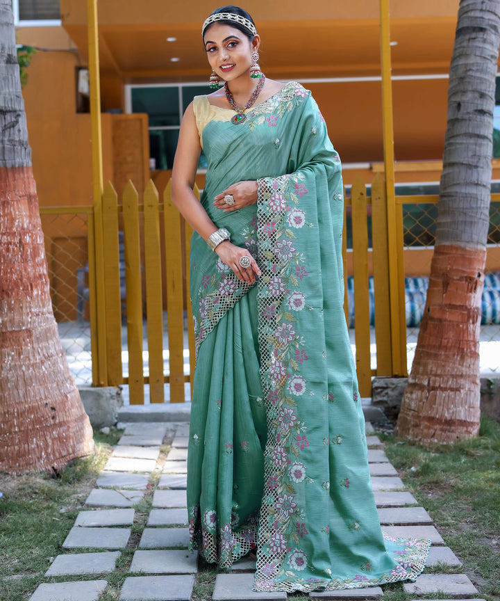 Sky Blue silk saree - PAHRAVA