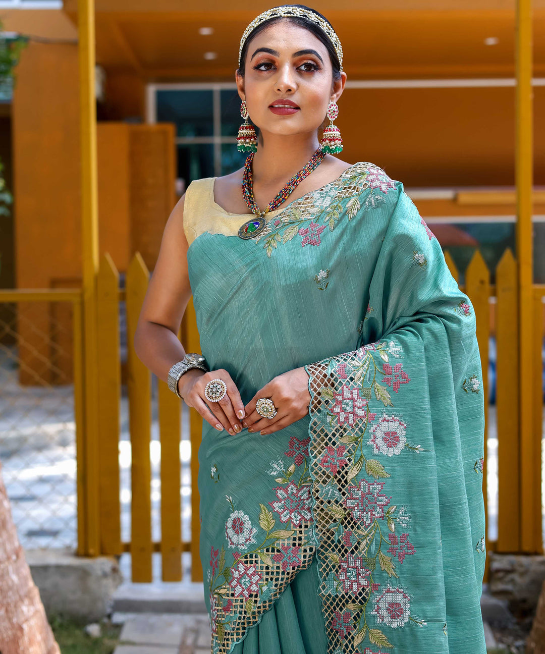 Sky Blue silk saree - PAHRAVA