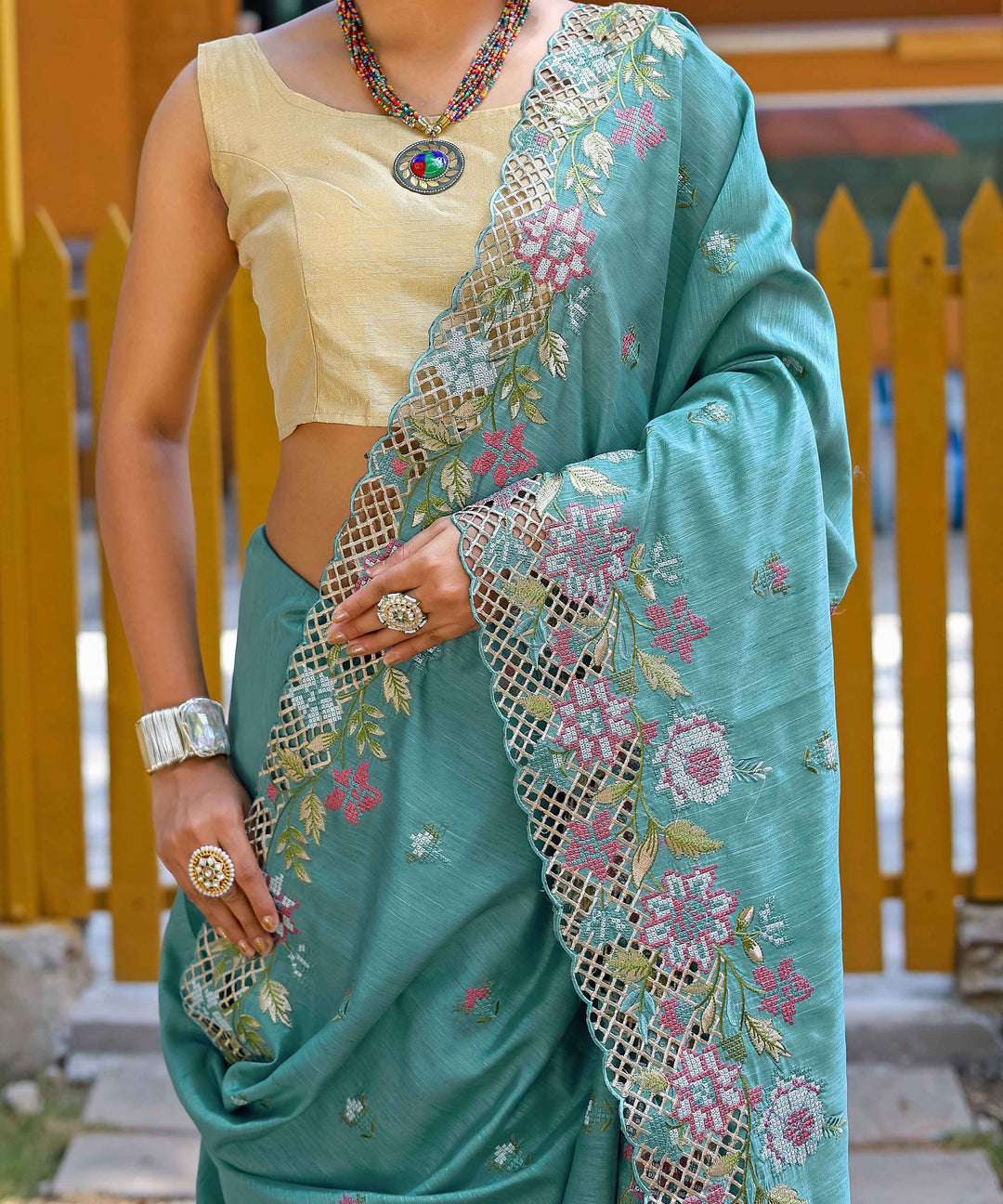 Sky Blue silk saree - PAHRAVA