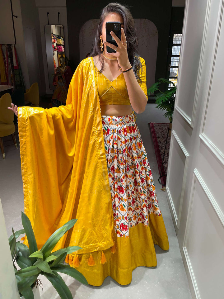 Soft Yellow Classic Dola Silk Lehenga Choli - PAHRAVA