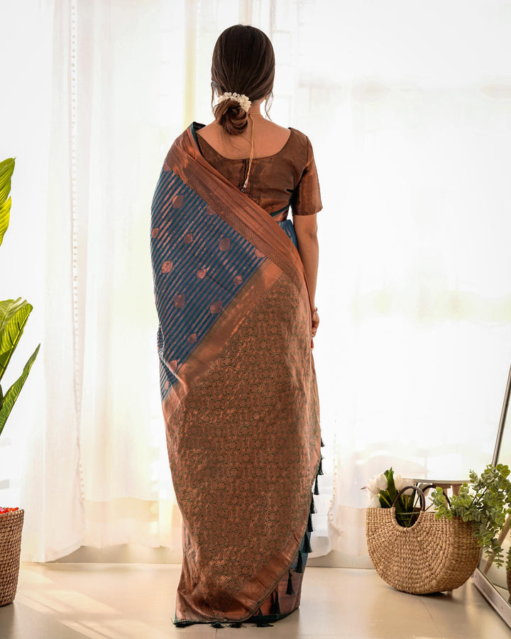 Dark electric blue pattu kanjivaram silk saree - PAHRAVA