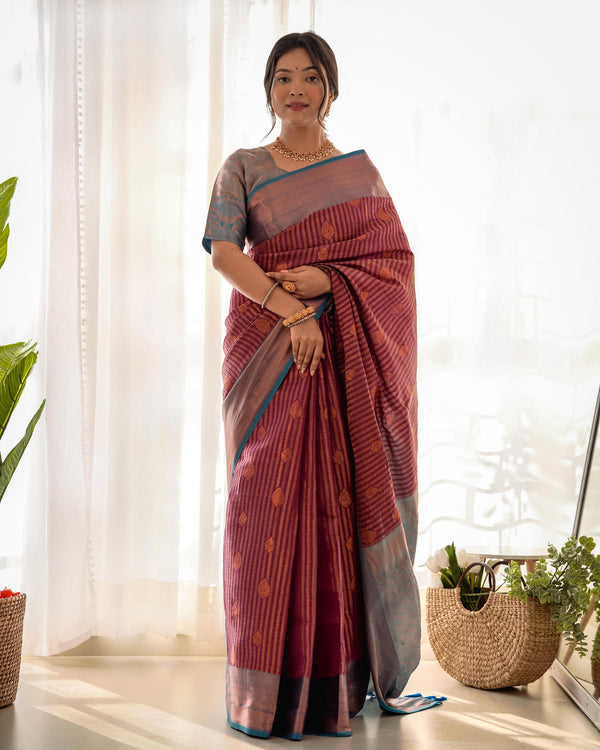 Old lavender pattu kanjivaram silk saree - PAHRAVA