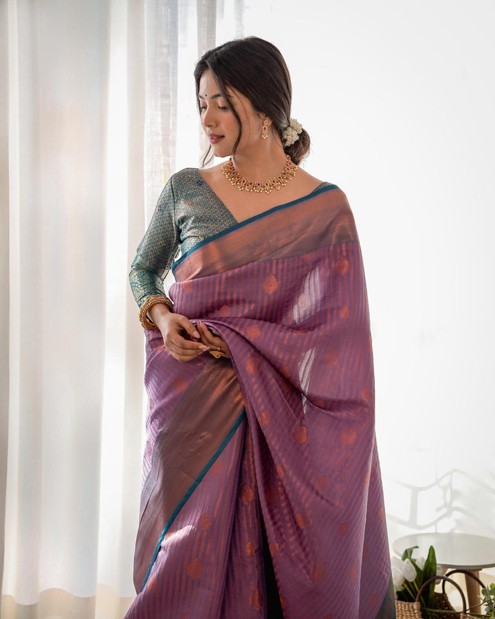 Deep lavender pattu kanjivaram silk saree - PAHRAVA