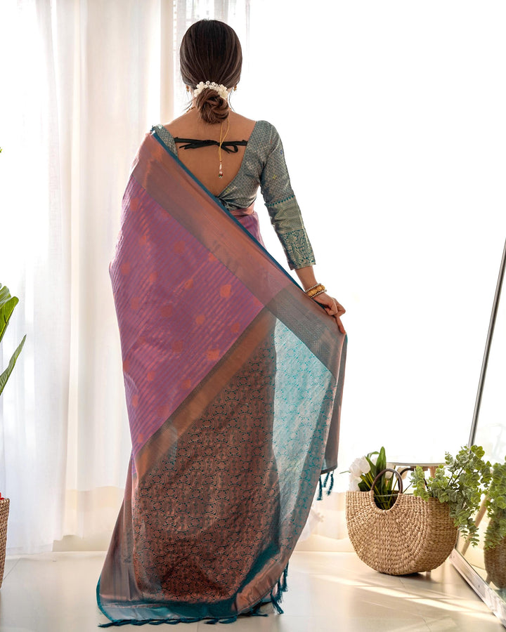 Deep lavender pattu kanjivaram silk saree - PAHRAVA