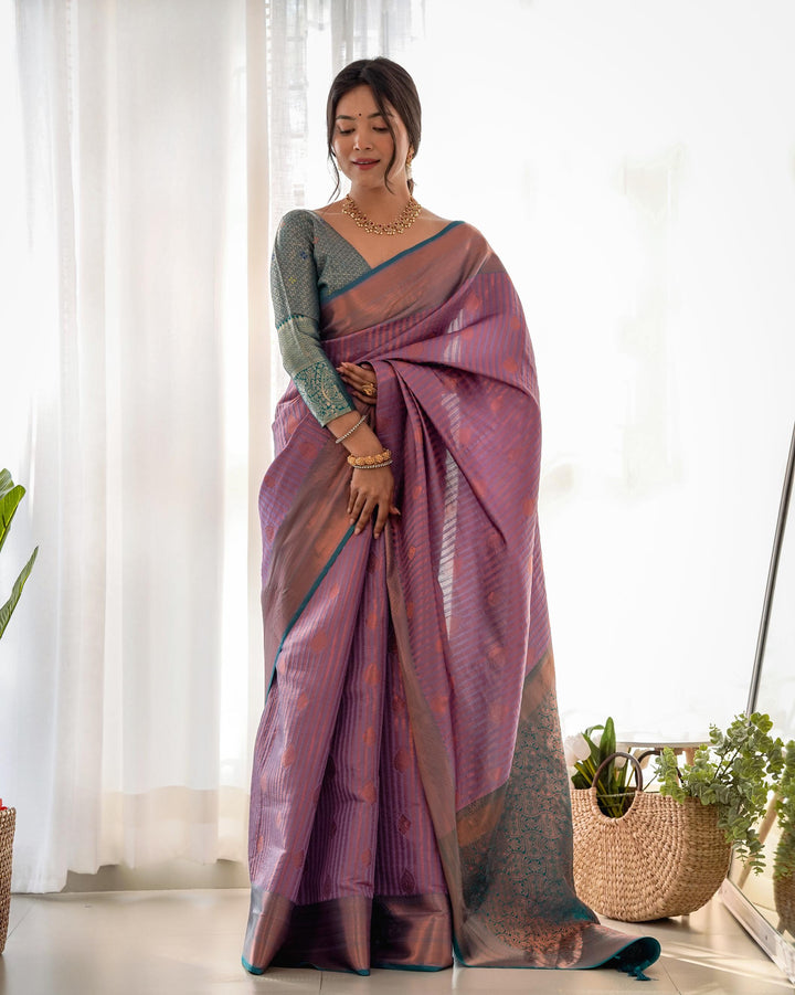 Deep lavender pattu kanjivaram silk saree - PAHRAVA