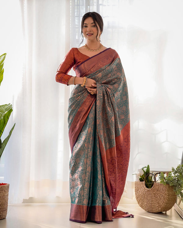 Cool grey pattu kanjivaram silk saree - PAHRAVA