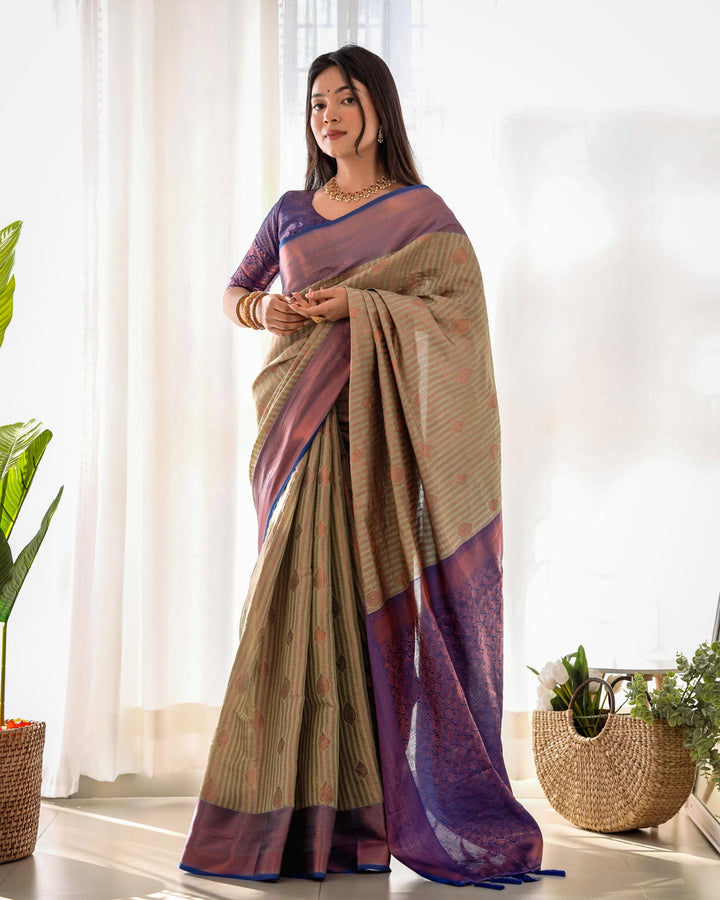 Deep grey pattu kanjivaram silk saree - PAHRAVA