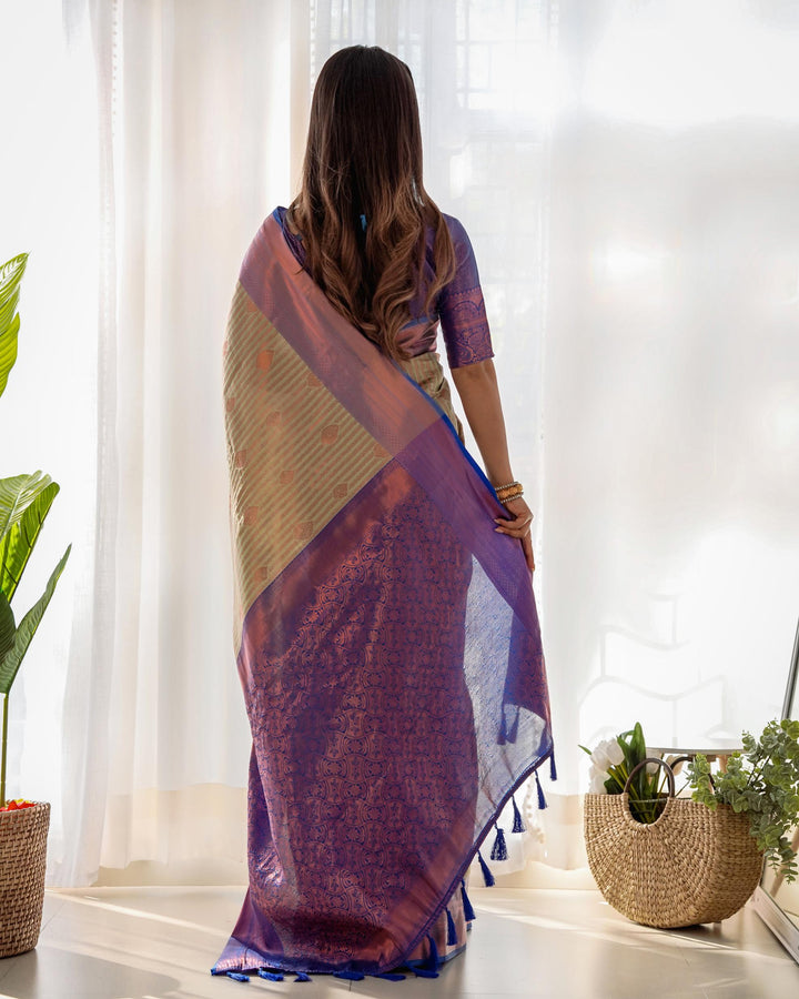 Deep grey pattu kanjivaram silk saree - PAHRAVA