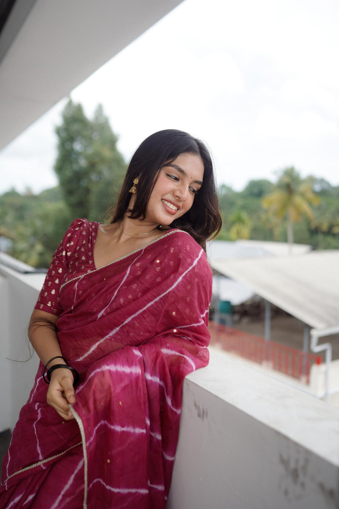 Light Maroon pure Kota saree with tye and dye leheriya.