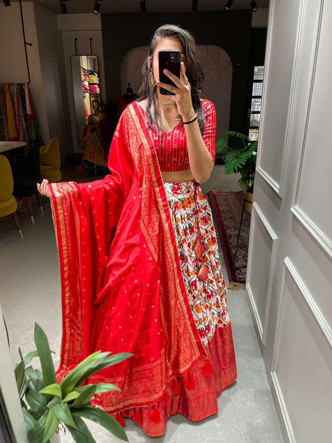 Ruby Red Classic Dola Silk Lehenga Choli - PAHRAVA