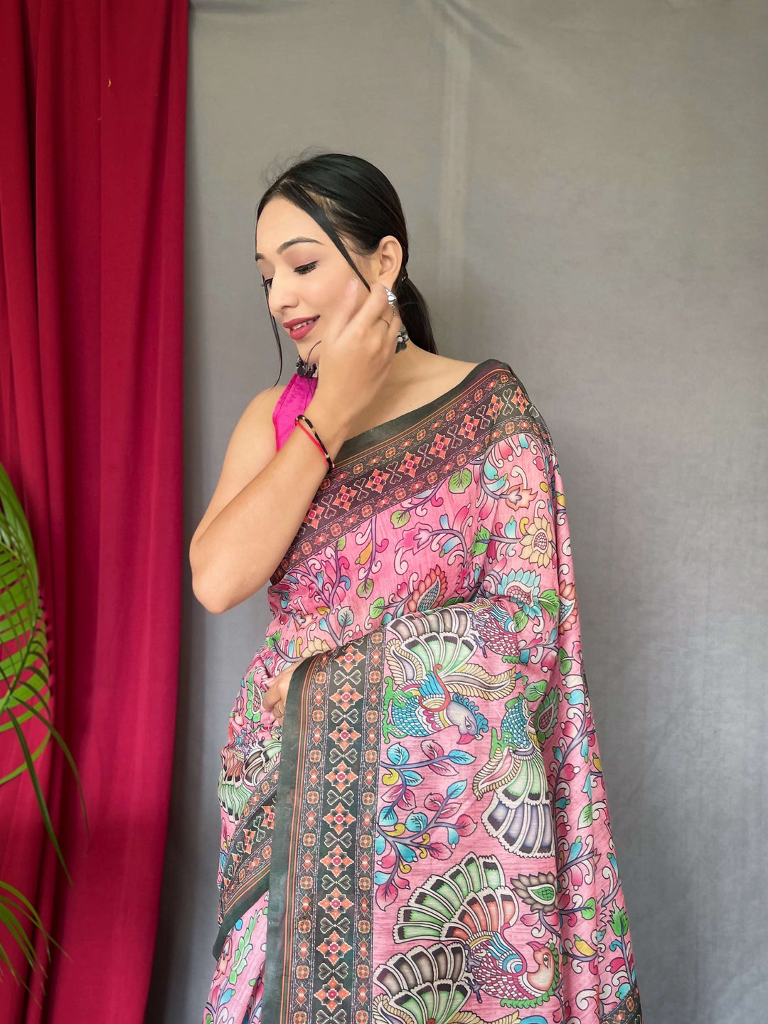 Prism Pink malai cotton saree - PAHRAVA