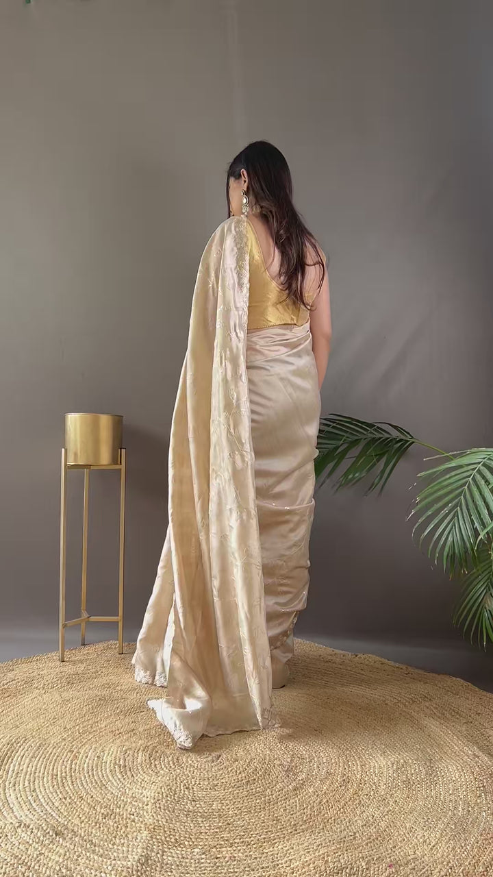 Milky Cream Ruhi Silk Saree