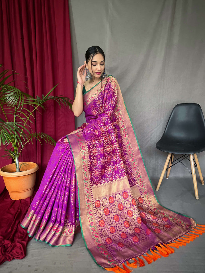 Antique Purple fusion silk saree - PAHRAVA