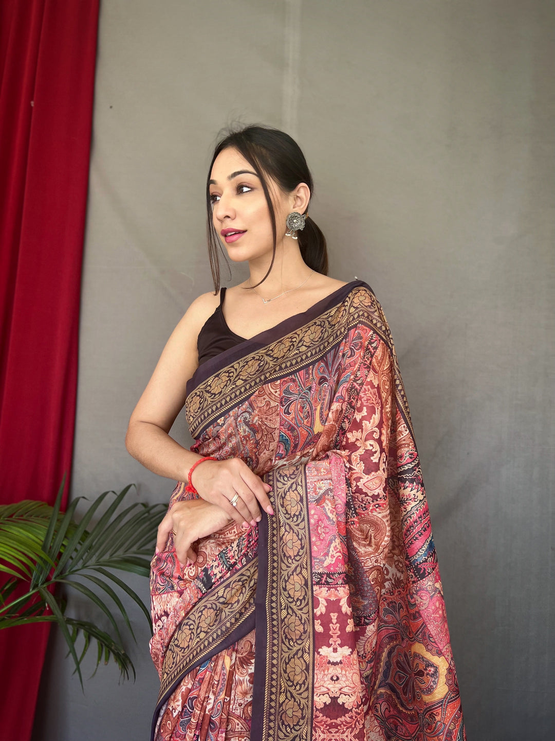 Silky Pink Kashmiri Cotton Saree - PAHRAVA