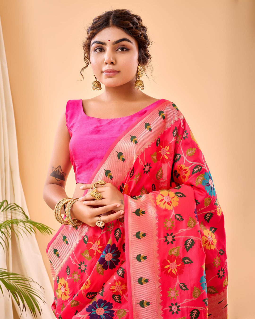 Plum Pink Luxury Paithani Silk Saree - PAHRAVA