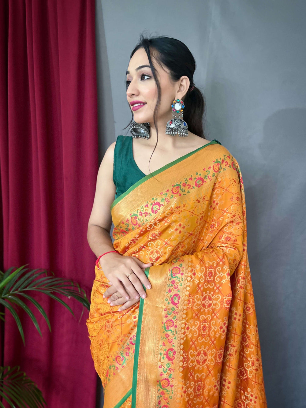 Warm Yellow fusion silk saree - PAHRAVA